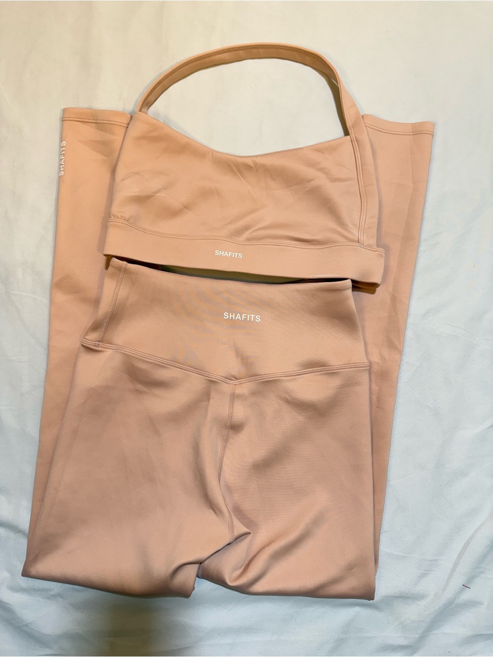 Women's High-Waist Leggings & Sports Bra Set in Blush